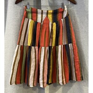 Oilily Multicolored Retro Linen Skirt‎ Sz 34 Y2K